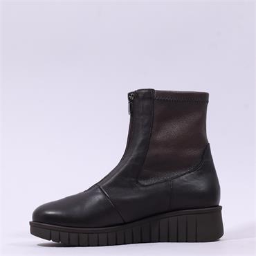 Pepe Saenz Sara Front Zip Wedge Boot - Brown Leather